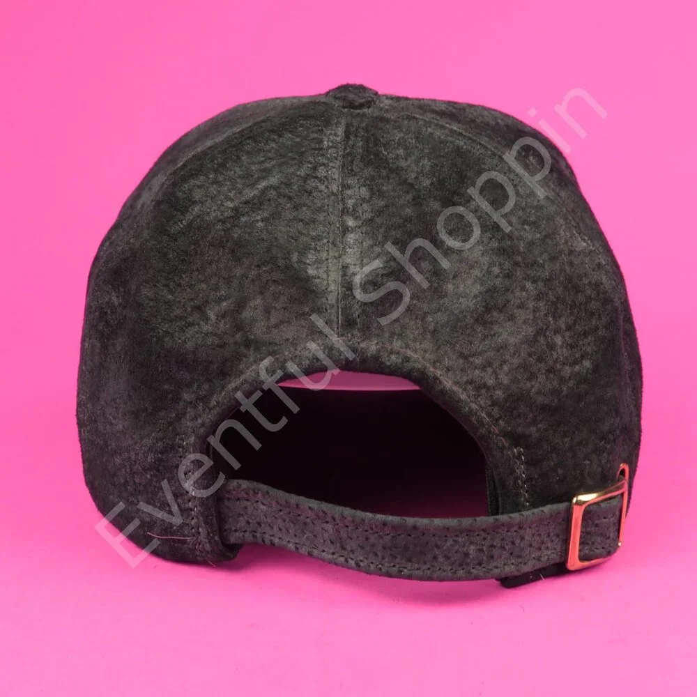 Vintage Leather Snakeskin Hat Mens Black Adjustable Vintage 1980s Made In USA - Picture 4 of 10
